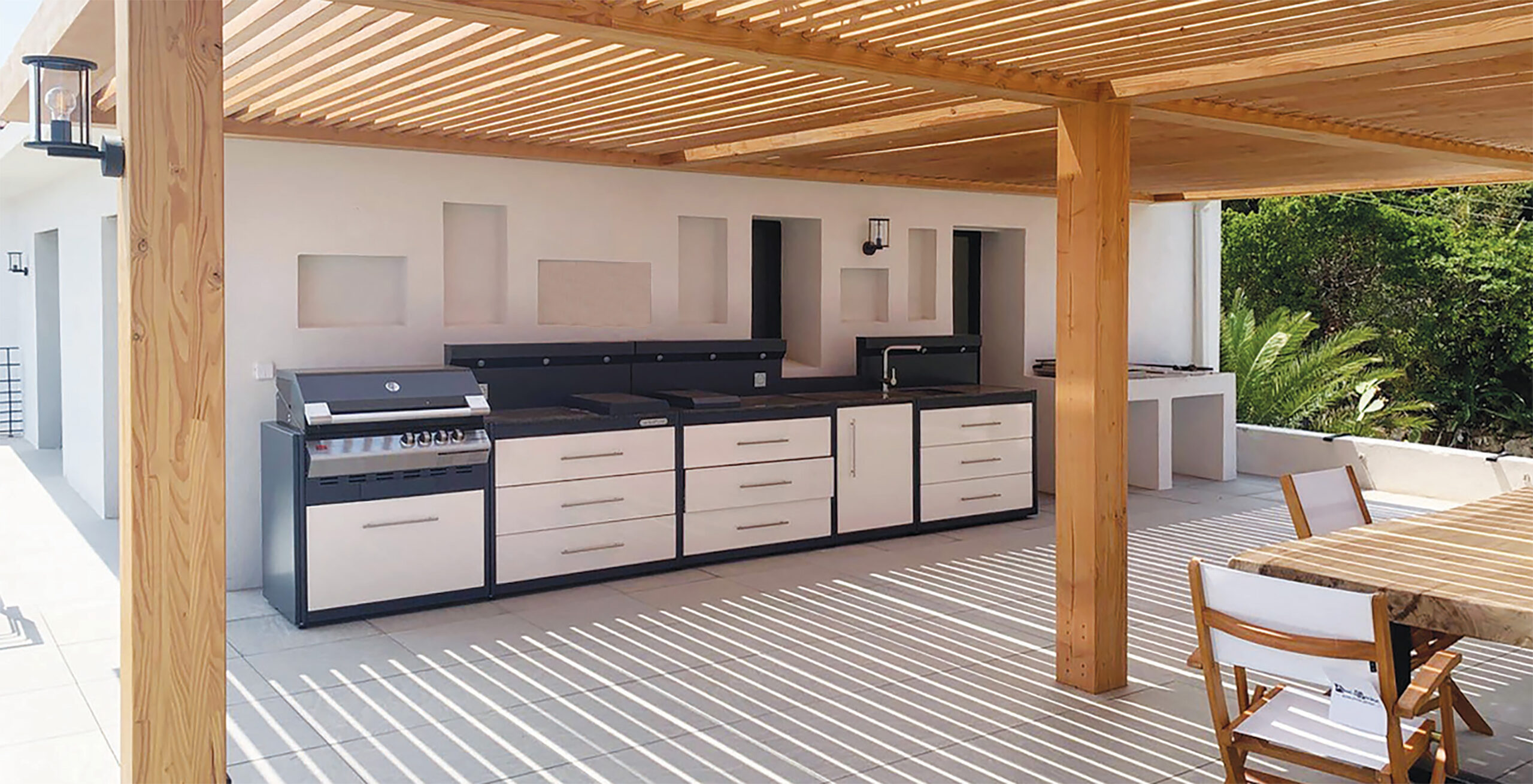 Cuisine d'Extérieur GardenPIANO - 5 Modules - Teinte Façades : RAL 9001